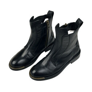 Zadig & Voltaire Laureen Black Leather Zip Booties Womens EU 38 US 7 New $598